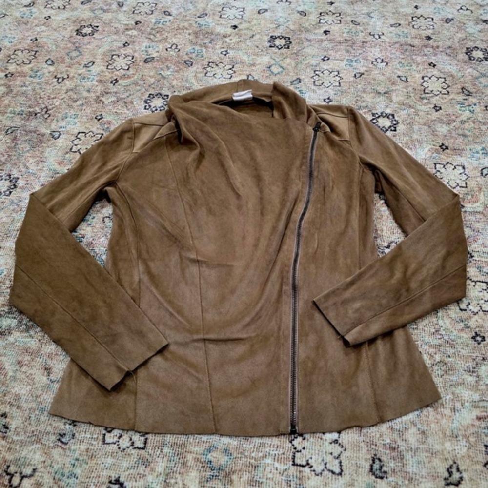 Mote Faux Suede Asymmetrical Zip Moto Jacket Brown Women's Small